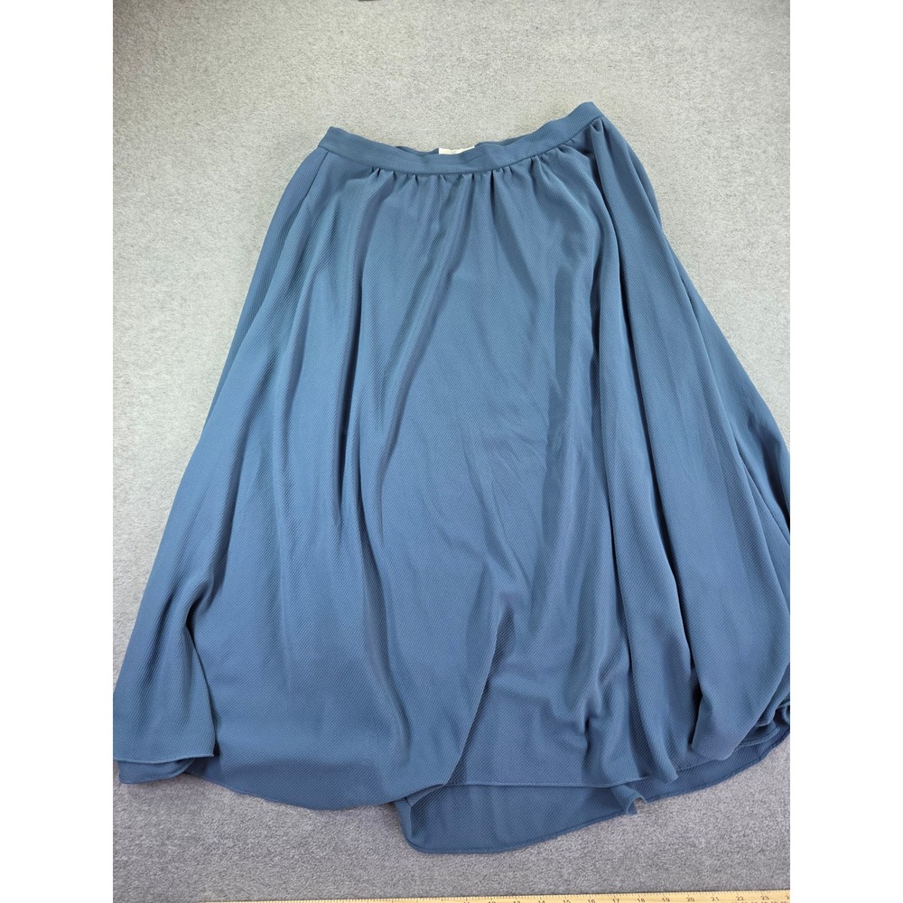 Space 46 Slate Blue Flowy Gathered Midi Skirt Women's Size XL Side Zip